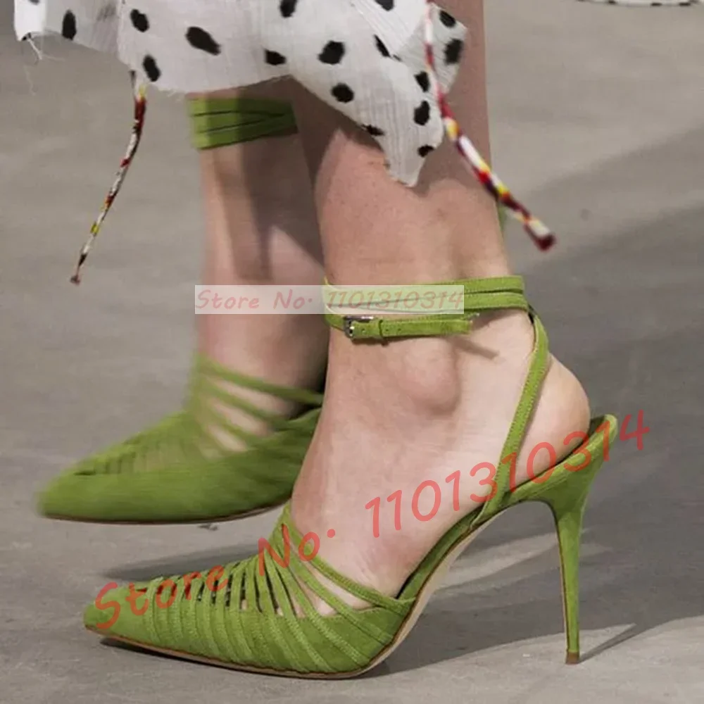 여성용 녹색 비건 스웨이드 스트랩 샌들, 할로우 아웃  - Women'S Shoes Vegan 리뷰 및 가격