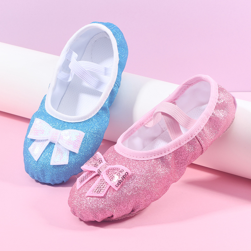 여자를위한 반짝 이는 핑크 블루 Bowknot 발레 신 - Women'S Xc Shoes 리뷰 및 가격